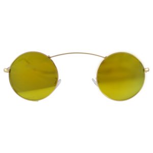 Minimal Circle Sunglasses: Arching Top Bar, Gold & Yellow