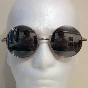 silver mirrored lenses with silver toned frame & black temple covers - front