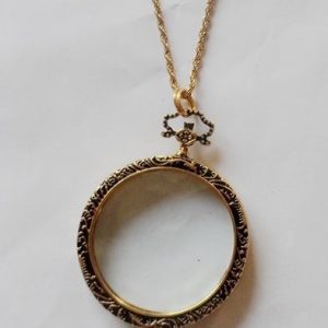 Antique Brass / Gold Monocle Necklace - Close Up