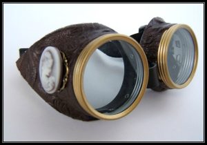 brown faux leather cameo goggles