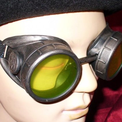Victorian Goggles with Bright Green Lenses