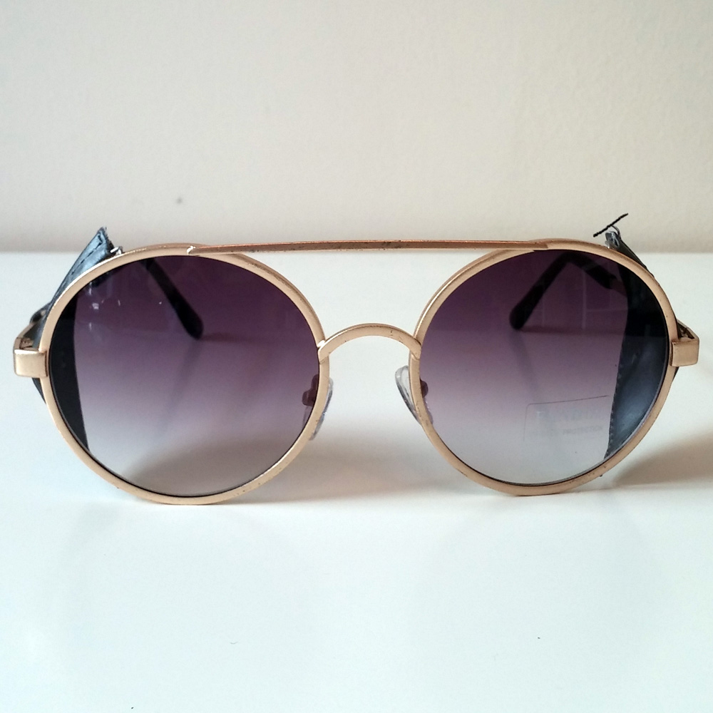 Purple & Gold Toned Sunglasses With Fabric Windguard