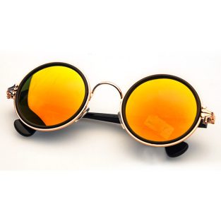 Gold Sunglasses: Crow's Feet Ends, Red Lenses