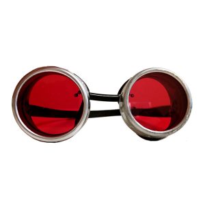 Red Pearl Goggles With Silver Eye Cups