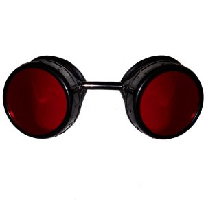 Red steampunk goggles - front