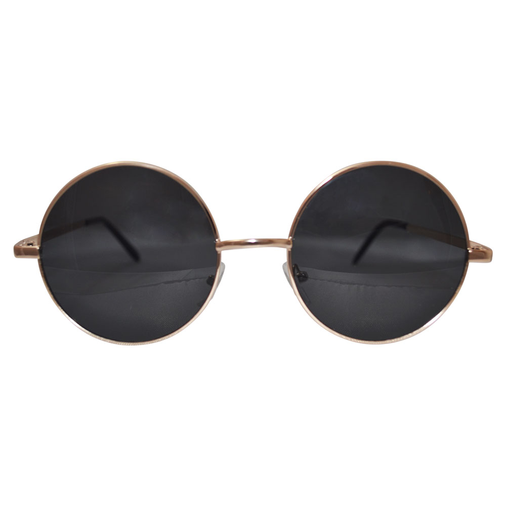 Round golden frames with gray lenses - Front