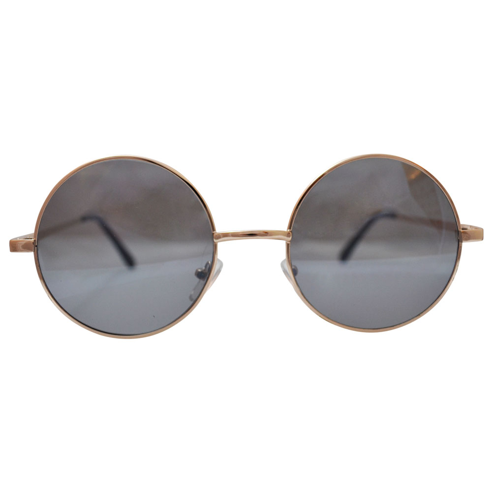 Round silver frames with gray lenses - Front