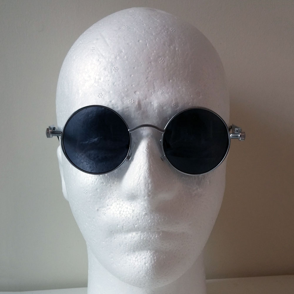 silver tone steampunk sunglasses with filigree - front view