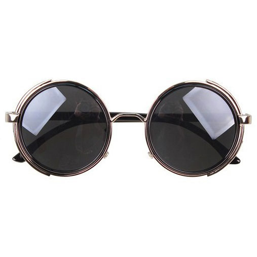 Silver Steampunk Glasses - Gray Smoked Lenses - John Lennon Influenced