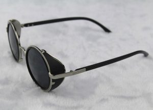 Silver Steampunk Glasses - Gray Smoked Lenses - John Lennon Influenced - 3/4 View
