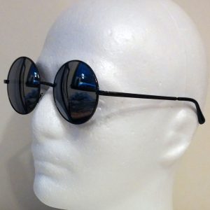 silver reflective lenses with black frame & black temple covers
