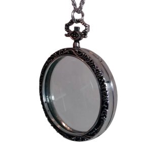 Silver-toned monocle necklace - side view