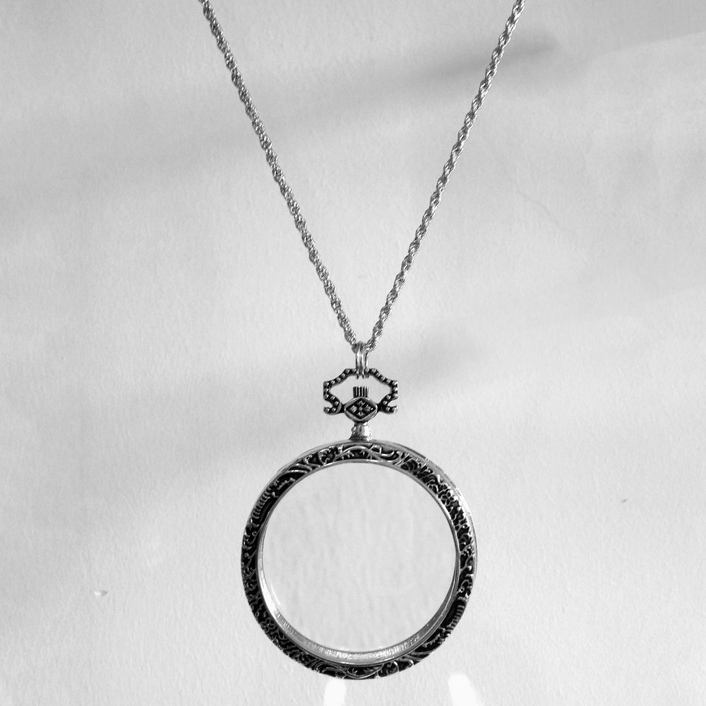Silver-toned monocle necklace with chain