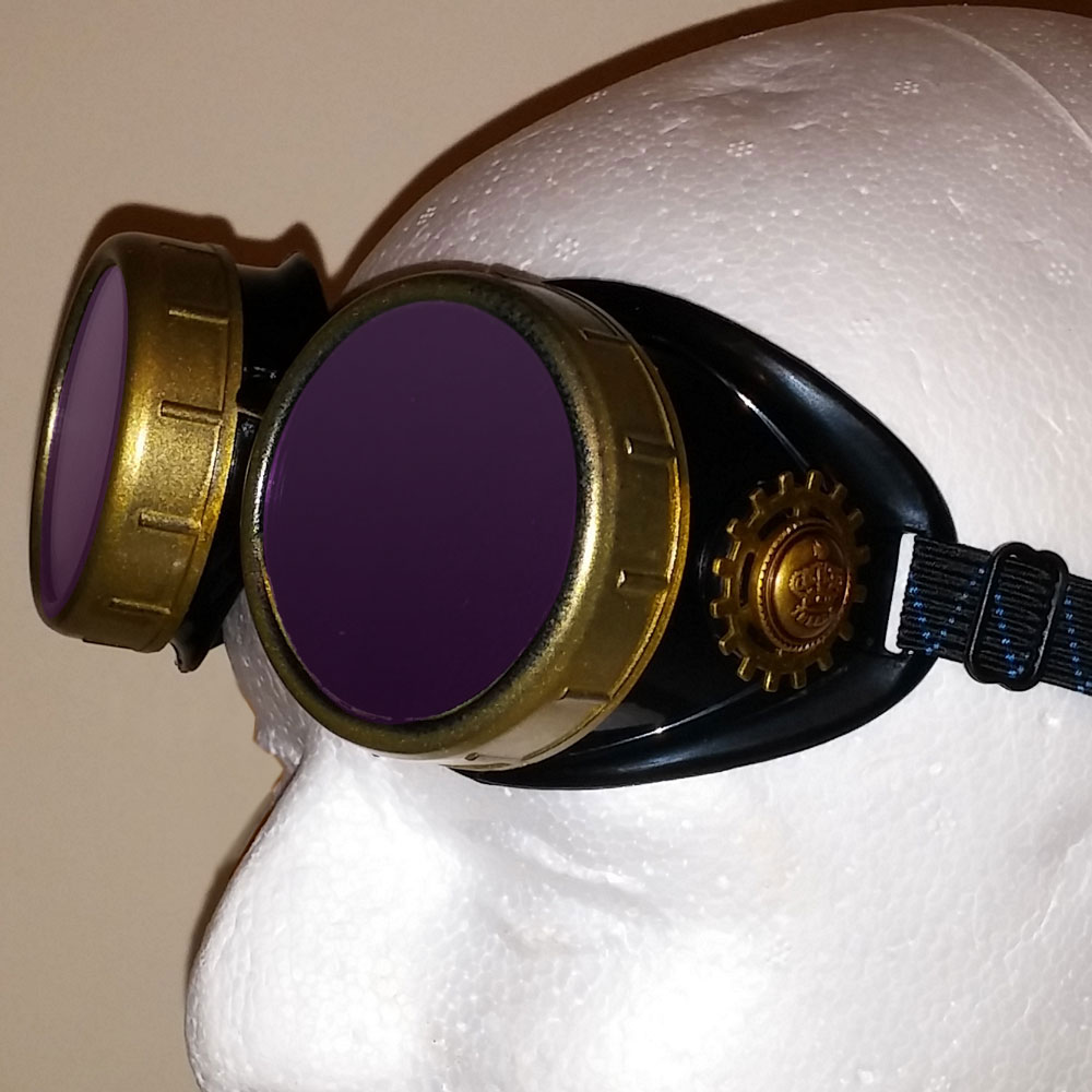 King of Steam - Crowned Goggles With Purple Lenses