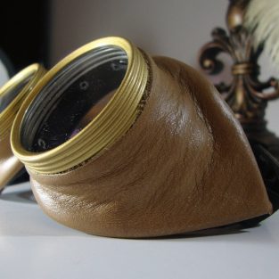 Tan Leather Motorcycle Goggles