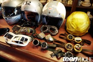 Steampunk Goggles and other accessories on display at the Teen Vogue cover shoot with Kylie Jenner