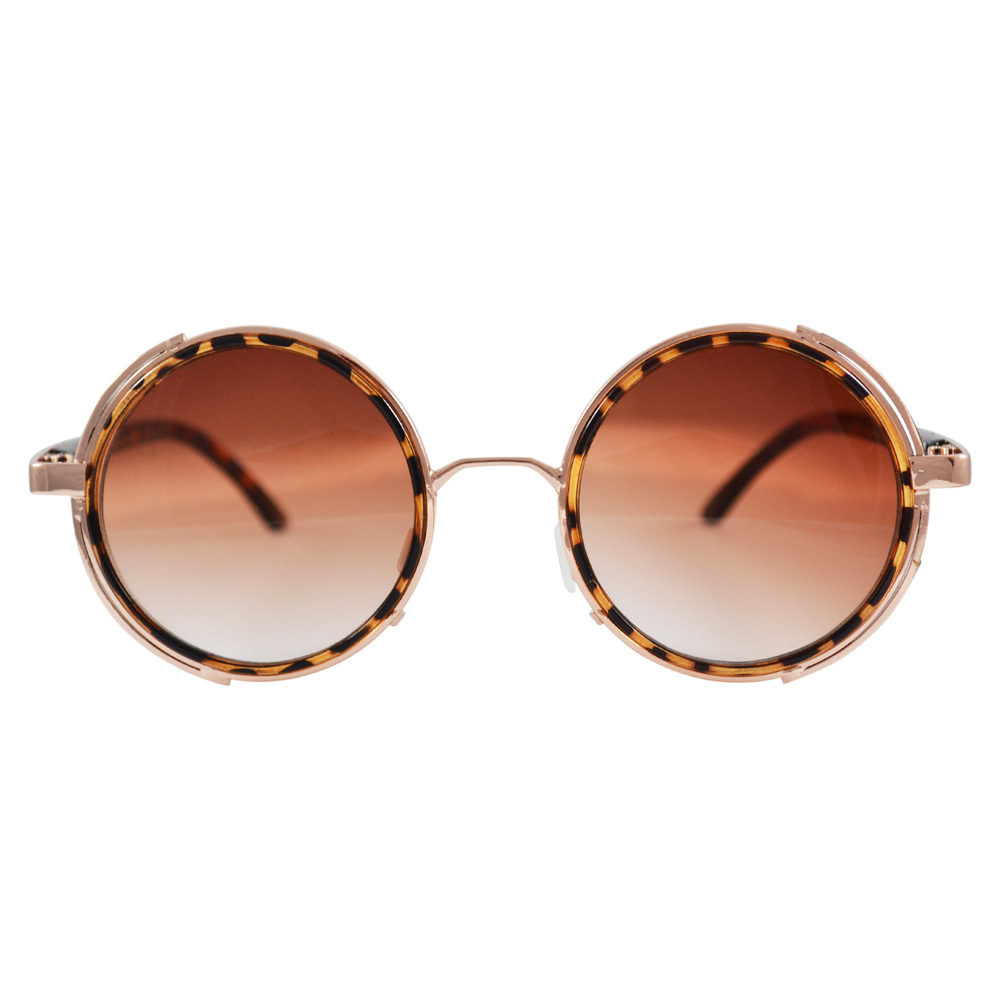 Round Tortoise Shell Sunglasses Side Shields Gradient Lenses Round Tortoise Shell Sunglasses Side Shields Gradient Lenses