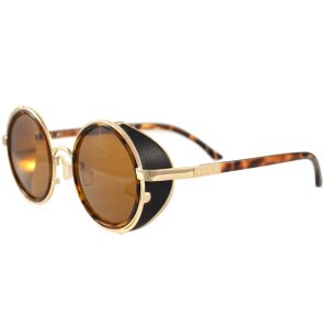 Round Tortoise Shell Sunglasses With Side Shields