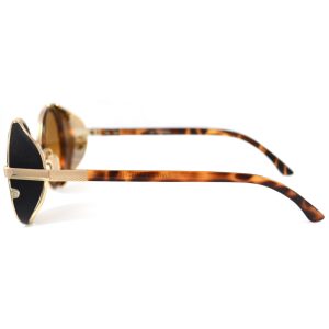 Round Tortoise Shell Sunglasses With Side Shields - Side View