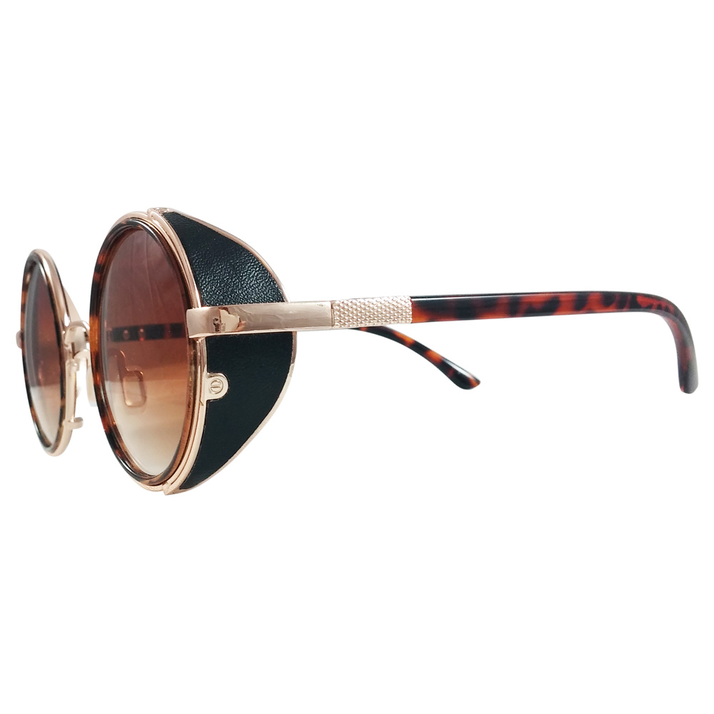 Round Tortoise Shell Sunglasses: Side Shields & Gradient Lenses