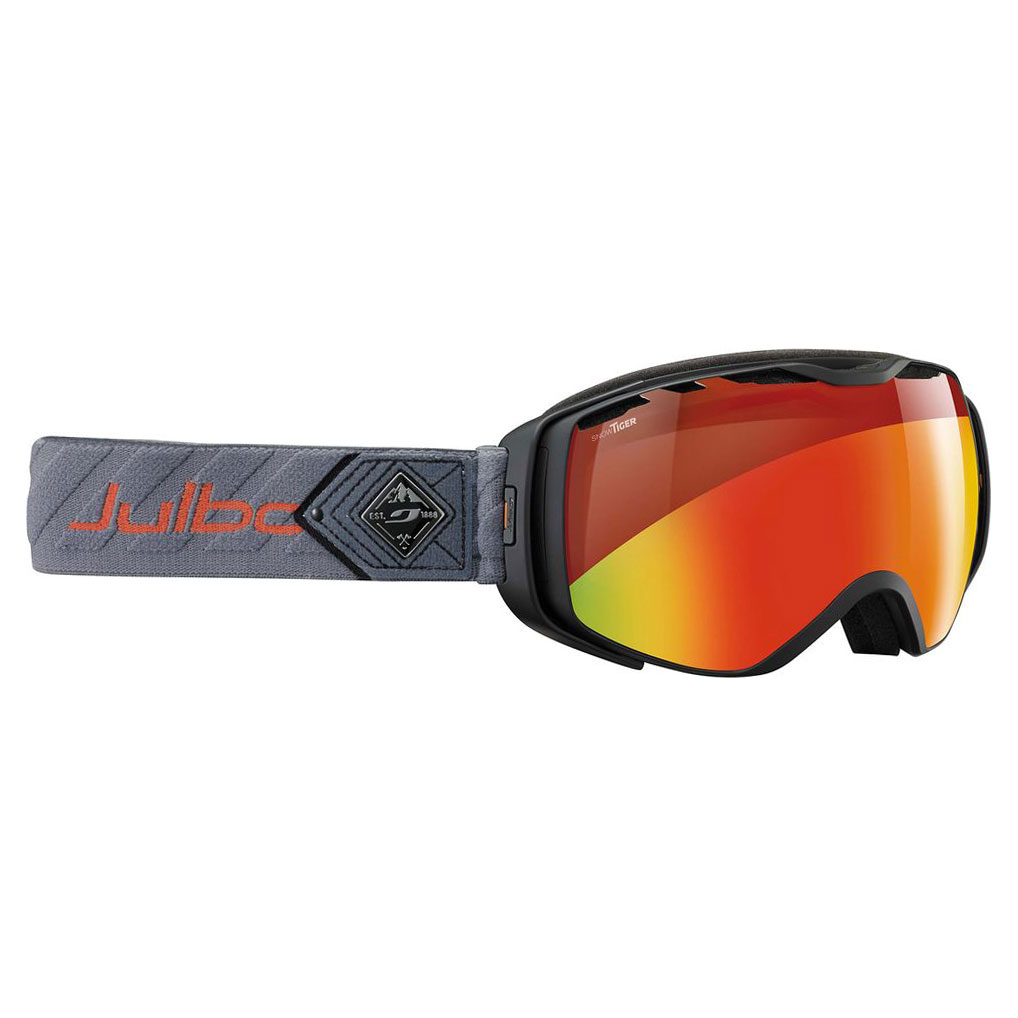 Universe Ski & Snowboard Goggles, Black/Red with Snow Tiger Double Spherical Lenses and a Multilayer Fire Flash Treatment