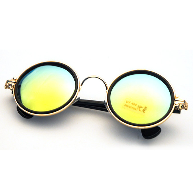 Gold Sunglasses: Crow's Feet Ends, Yellow Lenses